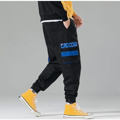 New Men Casual Pants Mens Letter Print Straight Pants Male Fashion Wild Harem Pants Brand Clothing