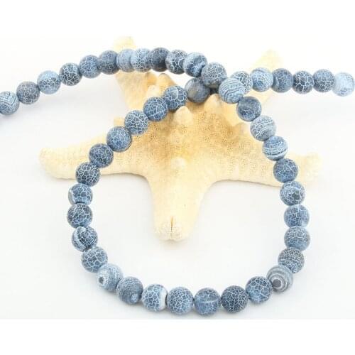 2020 Natural Stone Loose Beads Round Shape Blue Weathering Stone for Jewelry Making DIY Necklace Bracelet Accessorie 6 8 10mm