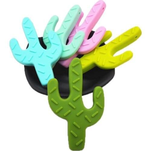 Chenkai 10PCS BPA Free Silicone Cactus Teether Pendant Nursing Jewelry Necklace DIY Cacti Crib Baby Pacifier Dummy Teething Toy