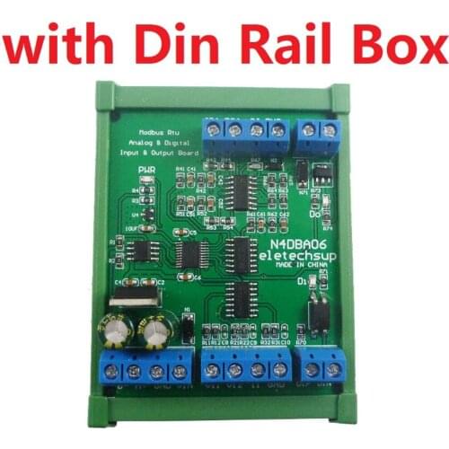 Din Rail DC 12V 8CH Analog Digital Input Output Devices 0-5V 0-10V 4-20MA DAC ADC RS485 Modbus RTU Board for PLC