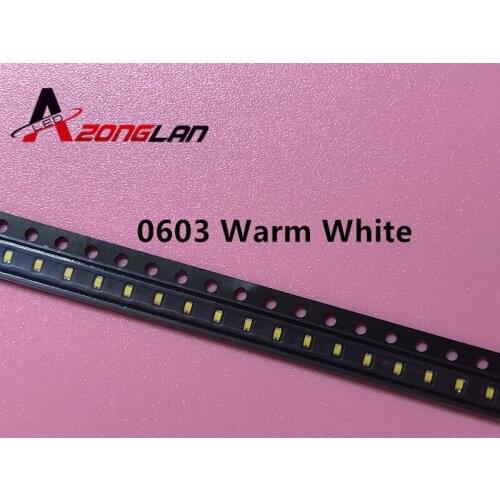 50pcs 0603 Warm white Ultra Bright SMD SMT LED light-emitting diodes High quality New 1.6*0.8*0.6MM 2800-3500K