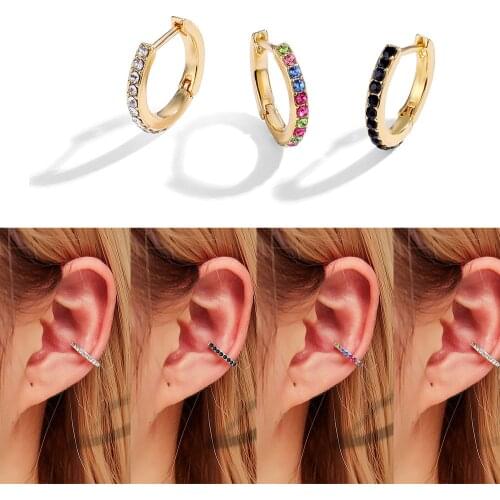 FNIO Simple Lovely Girls Huggies Small Hoops Earrings Skinny Rainbow Boho Classic Minimal Charming Earrings Stud Hoops Gift