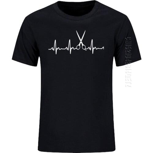 Heartbeat Of Hairdresser T Shirts For Men Cool Hair Printed Shirt O Neck TShirt Brand Oversized Cotton Barber T-Shirts Tops