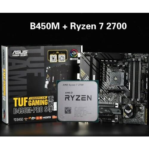ASUS TUF B450M PRO S GAMING Motherboard combo kit set Ryzen 7 2700 AM4 CPU DDR4 B450