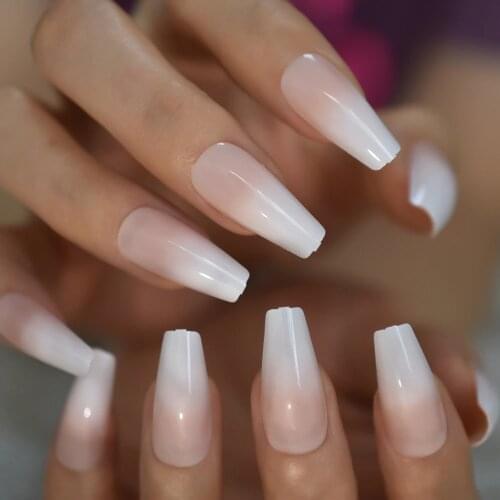 Artificial Medium French Fake Nail Tapered Natural Nude False Nails Daily Glossy Designer Press On Nails