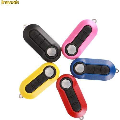 Jingyuqin Flip Remote Car Key Shell For Fiat 500 Panda Punto Bravo 3 Buttons Combo Key Case Cover Housing Alarm Entry Fob