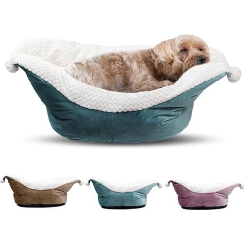Deep Sleep Dog Bed for Small Dogs Boat Shape Thicken Cat Bed Winter Warm Fleece Dog Bed House Cute Cat Bed Washable