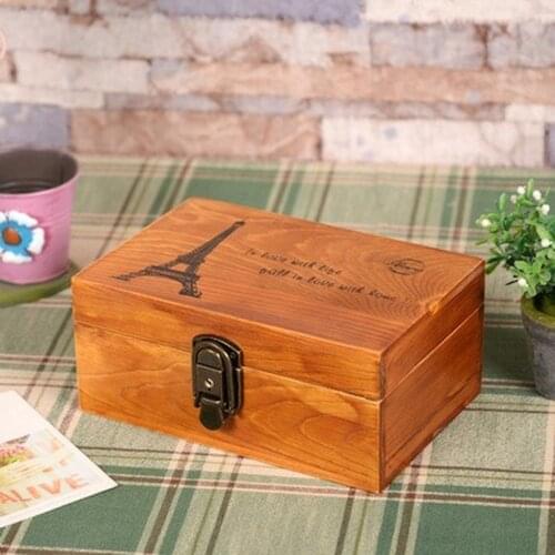 Japanese-style groceries small lock box retro old shooting props crafts with lock wooden storage box secret storage