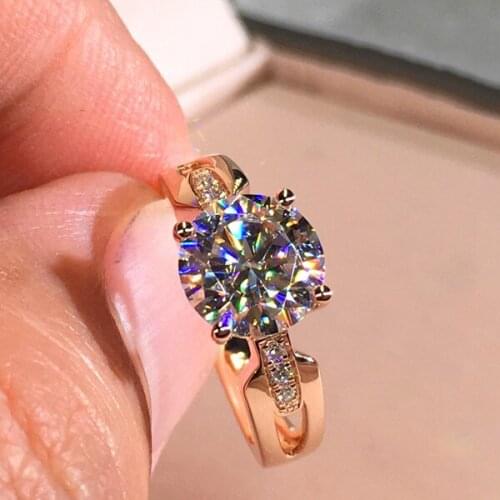 Trendy Female Crystal Stone Thin Ring Charm Rose Gold Color Wedding Rings For Women Dainty White Round Zircon Engagement Ring