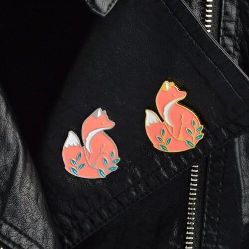 Cartoon pins and brooches Fox pin Fox brooch Animal lapel pins Leather Jackets Collar Bag Backpack Accessories Gift for kids