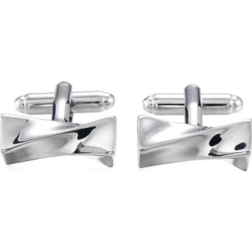 DY new high quality fashion men French shirt Cufflinks The classic design of twisted square stainless steel Silvery Cufflinks