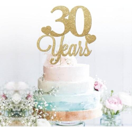 Custom 30 years glitter cake topper anniversary birthday personalised gold 20 30 40 any number colour Dessert toothpicks