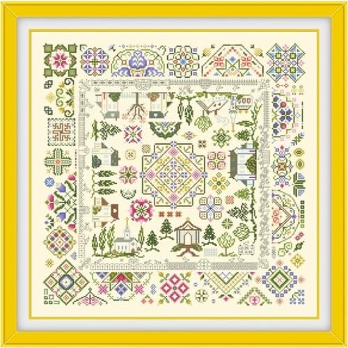 Jigsaw rosewood garden cross stitch kits aida fabric 18ct 14ct 11ct light yellow cotton thread embroidery kits DIY craft set
