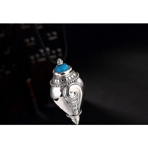National Standard S990 Pure Silver Buddhism Eight Treasures Conch Can Open Kawu Box Shurangama Mantra Mens and Womens Sterling