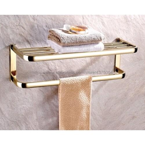 Wall Mounted Polished Gold Towel Bars Bathroom Towel Hanger Bathroom Accessories Towel Rack Nba841