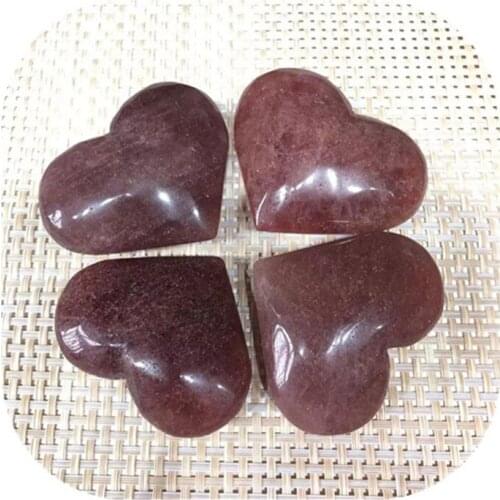 Natural Strawberry Crystal Heart Shaped Healing Stone For Sale