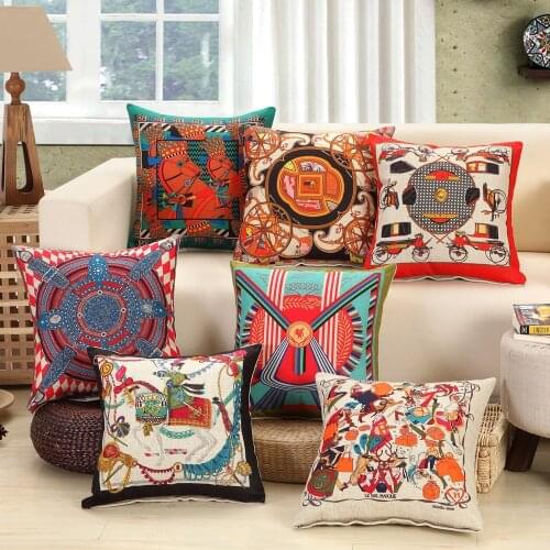 National Style Cushion Cover Cotton Linen Home Decor 45x45cm Pillow Cover Hd Print Pillow Case