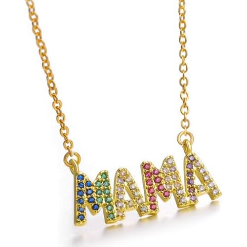JUYA Delicate Letter Mama Necklace Mothers Love Pendant Jewelry Best Minimal Necklace for Moms Mothers Day Gifts