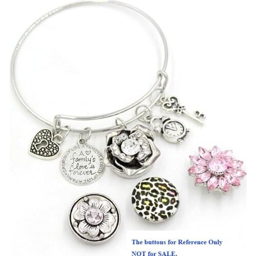 New Arrival Expandable Wire Bangle Family Bracelets DIY Interchangebale Liobonar Snap Buttons Charms Bracelets