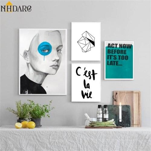 Nordic Posters And Prints Geometric Girl Portrait Wall Art Canvas Painting Pictures For Living Room Scandinavian Home Decor