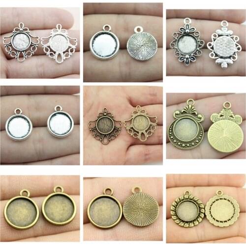 7 Pieces 12mm Round Single Hole Glass Cabochon Base Setting Pendant Tray For Jewelry Diy Making