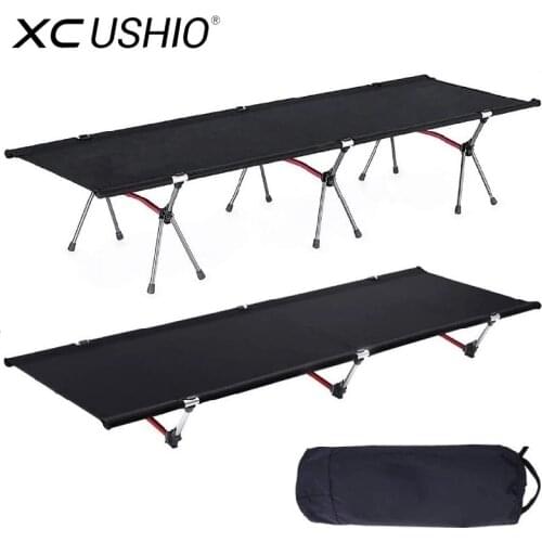 Portable Folding Camping Bed Oxford Cloth Ultralight Outdoor Hiking Backpacking Camping Cot Bed Heavy Duty Mat Tent Sleeping Cot