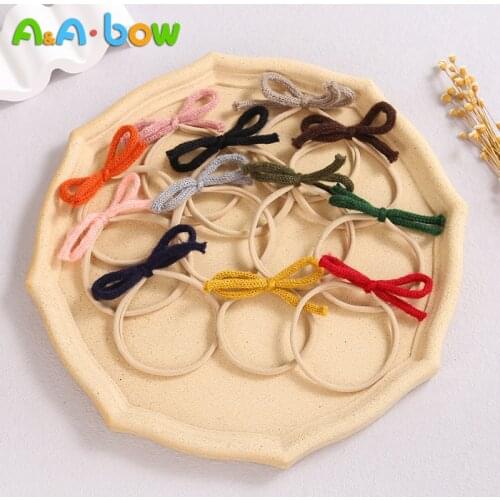 12pcs/lot Bowknot Baby Girls Headband Infant Elastic Nylon Hair Band Bandeau for Newborn Headwear Elastic Kids Hair Accessories
