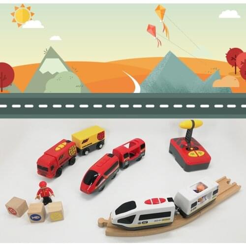 RC Electric Magnetic Railway With Carriage Sound and Light Express Truck FIT Wooden Train Track Electric Trains Toy For Kids