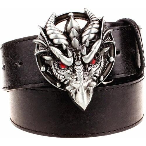 Fashion exaggerated belt metal buckle Dragon head wild Men belt bold hip hop accessory Street Dance hipper waistband