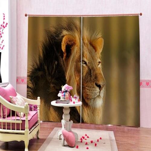 Luxury Blackout 3D Window Curtains For Living Room Bedroom brown lion curtains 3D Curtain stereoscopic lifelike
