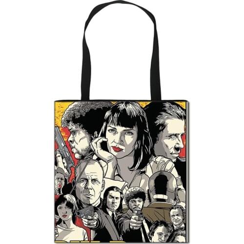 Pulp Fiction Handbag Women Lady Shopping Bag Boys Girls High Capacity Travel Storage Bags Foldable Shoulder Bag