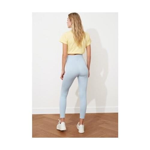 LIGHT BLUE HIGH WAIST KNITTED TIGHTS HIGHT QUALITY WOMEN TWOAW20TA0087