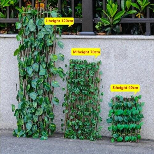 Retractable Garden Fencing Trellis Artificial Wood Vines Climbing Frame Outdoor Decor Plant Fence Greenery Walls Hanging Panels