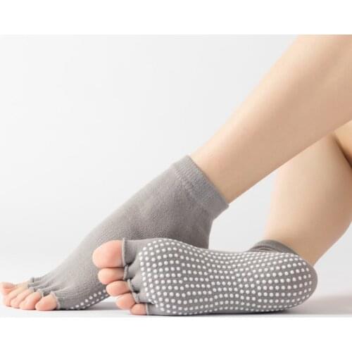 Womens Yoga Socks Anti Slip Quick Dry Damping Pilates Ballet Socks Good Grip Cotton Socks High Quality Color Toe Socks Toe Sock