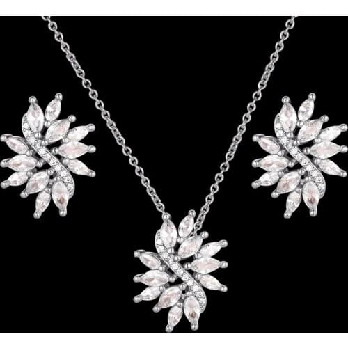 Zlxgirl bridal jewelry sets irconium pave setting pendant with Earrings Jewelry set simple classic women bridal jewelry