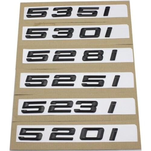 3D Abs Matte Black ABS Number Letters Word Car Trunk Badge Emblem Emblems for BMW 5 Series 520i 523i 525i 528i 550i GT Badge
