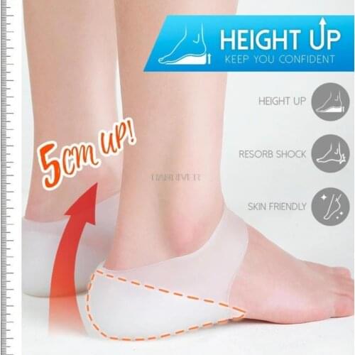 1 pair of concealed footbed raiser, concealed heightening insole, silicone foot lifter, heightening pad, socks tool