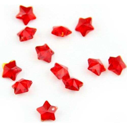14mm 100-2000pcs Red Crystal Handmade Beads Crystal Five Stars Beads Top Quality Glass For Jewelry Wedding Decoration DIY