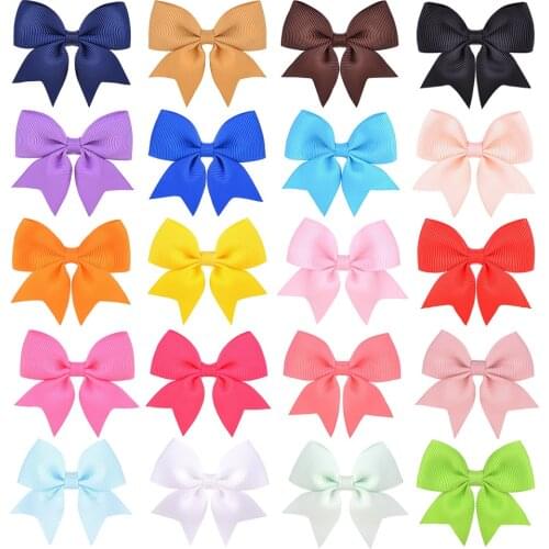 20 Pcs/lot Solid Color Baby Bowknot Hair Clips Safety Hairpins Boutique Barrettes For Cute Girls Headwear Kids Hair Accessories