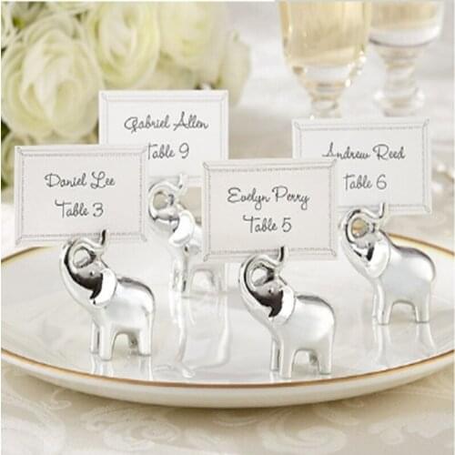 200set/lot Silver Elephant Seat Clip Card Clip Message Clip Wedding decorations, festival supplies