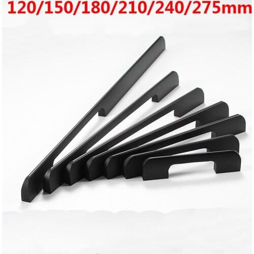 3/8pcs Black Aluminim Furniture Handles Pulls Door Carbinet Decorative 120/150/180/210/240/275mm