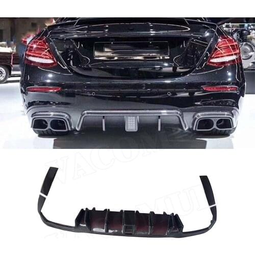 3Pcs Carbon Fiber Rear Bumper Lip Diffuser Spoiler with Light for Benz E Class W213 E200 E260 E300 E63 AMG B Style 2017 2018