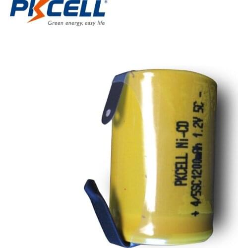 50PCS PKCELL 4/5SC 1200mah 1.2v nicd battery 4/5 Sub c NI-CD Rechargeable Batteries Flat Top With Tabs For Emergency Lighting