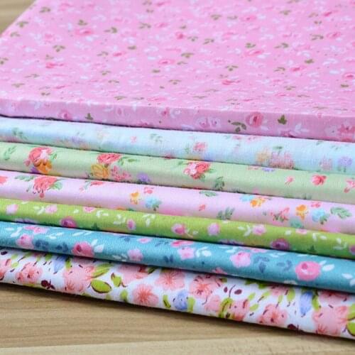 7pcs/lot 40cm*50cm Blue Green Floral Cotton Fabric for Patchwork Sewing Telas Tissus Patchwork Tilda Doll Cloth