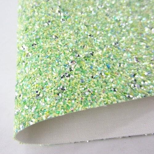 8"x11"(21cmX29cm) Light Green Glitter Leather Sheet Faux Glitter Fabric Sheet Synthetic glitter for Sewing DIY K0372-5