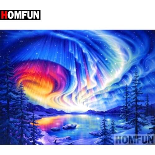 HOMFUN Full Square/Round Drill 5D DIY Diamond Painting "Color aurora" 3D Diamond Embroidery Cross Stitch Home Decor A19591