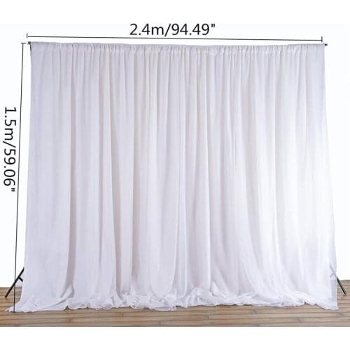 White Sheer Silk Cloth Drapes Panels Hanging Curtains Photo Backdrop Wedding Party Events DIY Decoration Textiles 2.4x1.5M