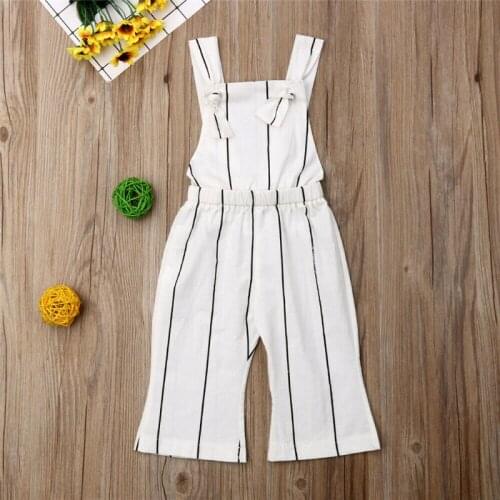 Childrens Striped overalls pants for girls baby girl Long Pant Summer new toddler Backless jumpsuit 12M-6T