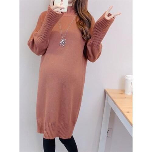 Maternity Long Coats Autumn Winter Fashion Pregnant Women Knitted Sweater Loose Thicken Clothes Outwear Clothes for Pregnancy