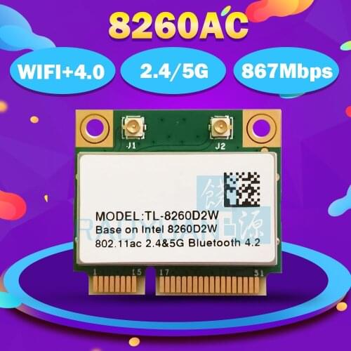 FOR INTEL Dual Band Wireless TL-8260D2W 8260AC half Mini PCI-e BT4.0 802.11AC 2.4G&5G Wireless card